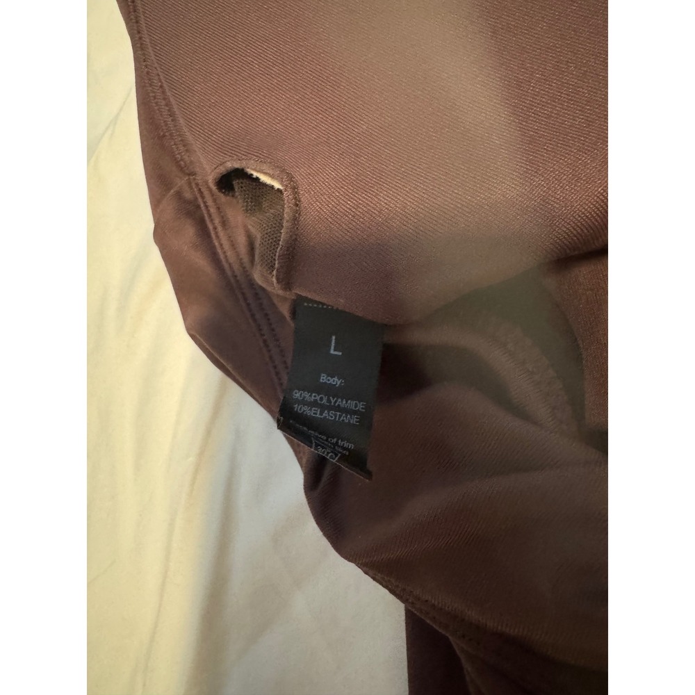Brown Racerback Activewear Tank Top with Built In Shelf Bra and Padding Size L